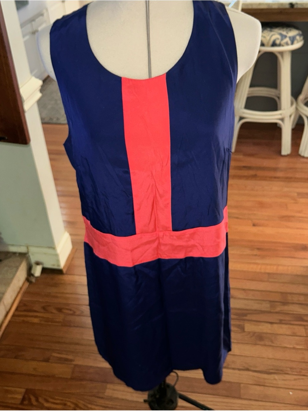 JB by Julie Brown Navy Midi Dress with Coral Stripe
